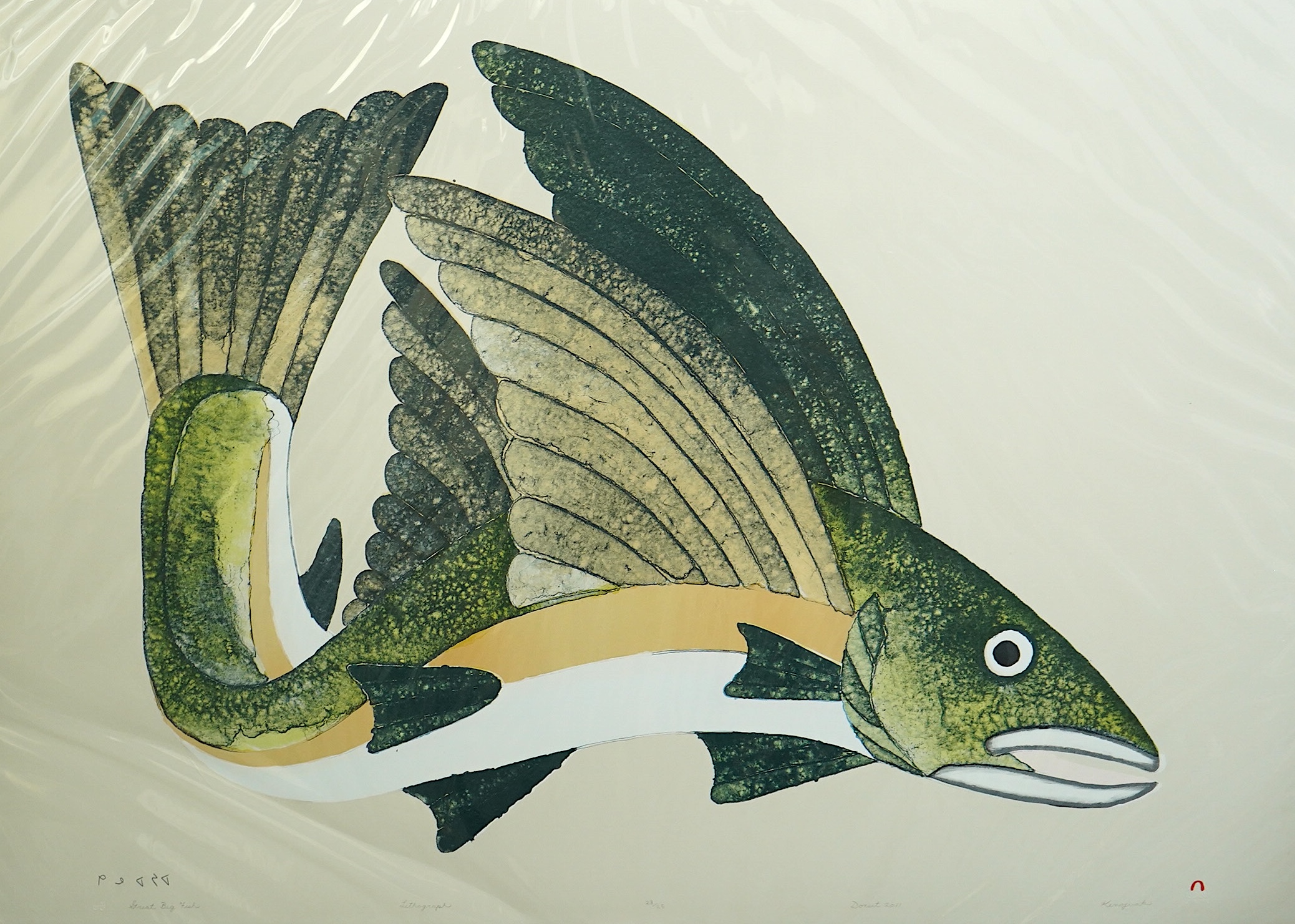 Kenojuak Ashevak CC, RCA (1927-2013), 'Great Big Fish', lithograph, 77 x 107cm